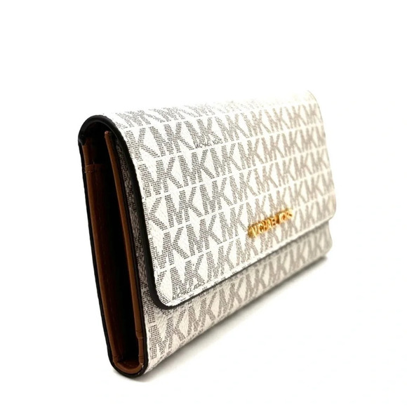 Michael Kors Large trifold Wallet Vanilla/Brown - Picture 4 of 7